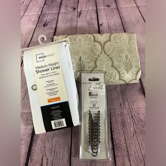 Bundle Target 🎯 HOME 72” x 72” shower curtain cream Celery green Grandmillenial - Picture 5 of 7